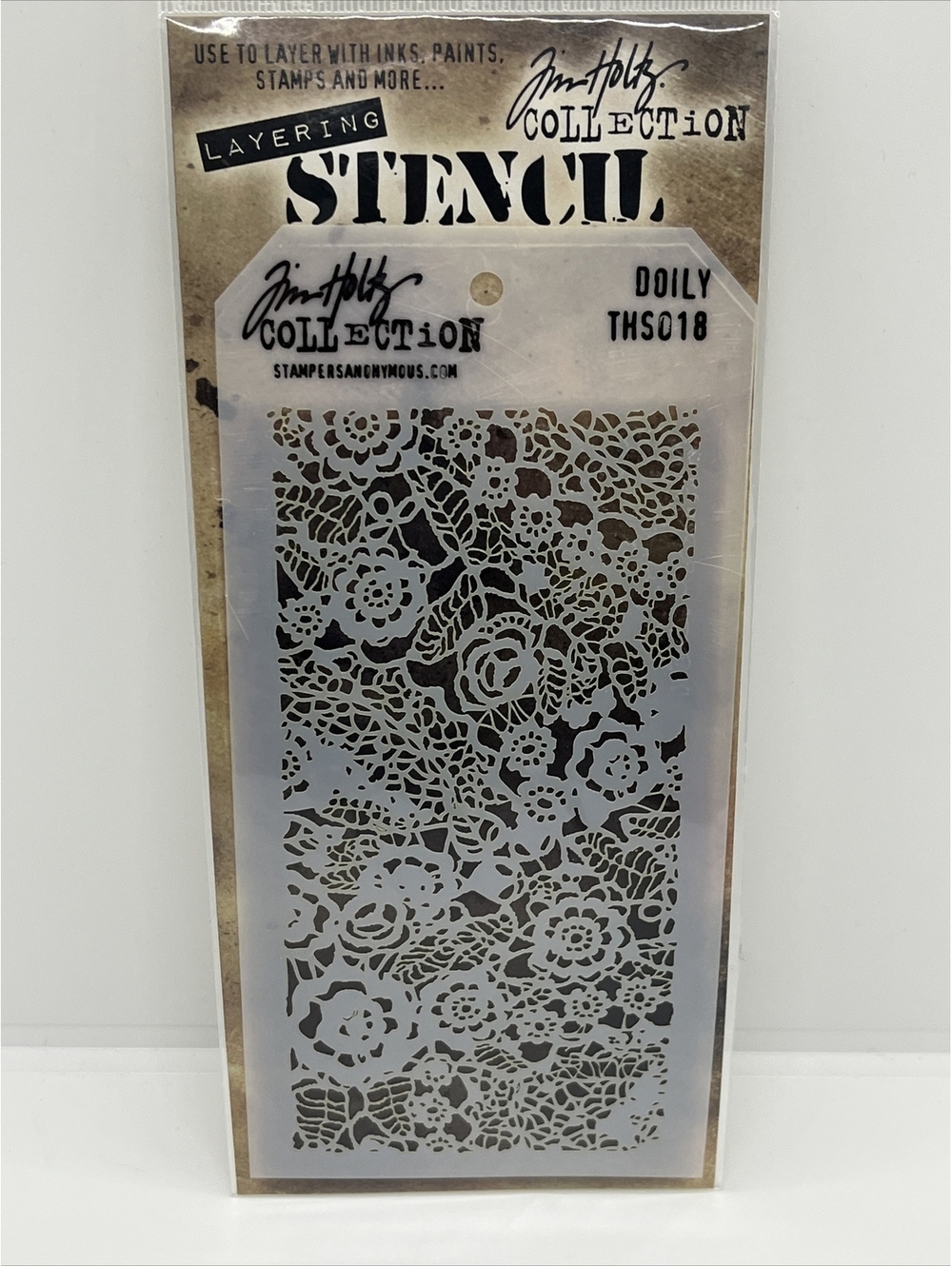 Tim Holtz Layered Stencil 4.125 Inch X 8.5 Inch-Doily Flowers Lace THS018